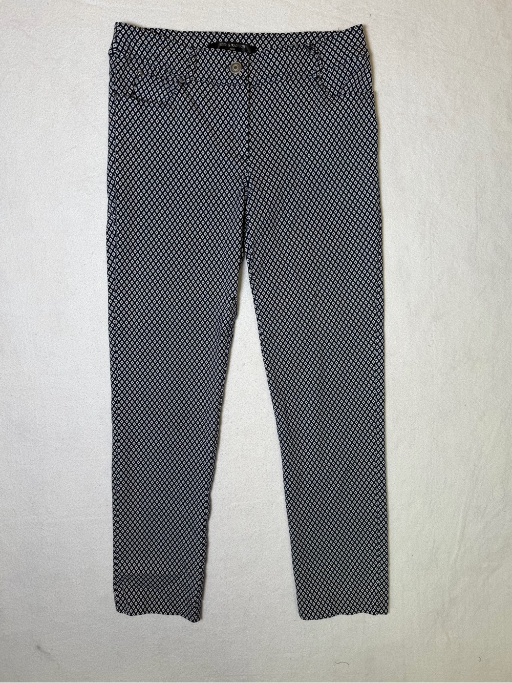 89th & Madison Womens Pants Size 8 Black White Diamond Geo Print Stretch Work